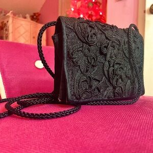 90s Vintage André Cellini Mini Shoulder Purse Evening Goth Glam Cocktail Party